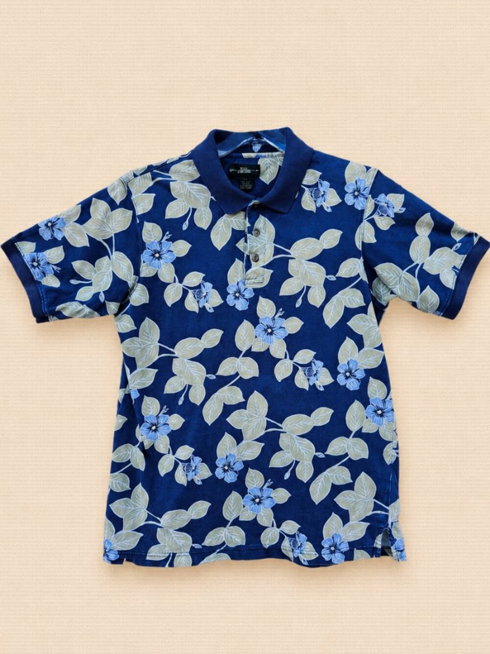 Hill & Archer Hawaiian Tropical Print Short Sleeve Cotton Polo Shirt - L